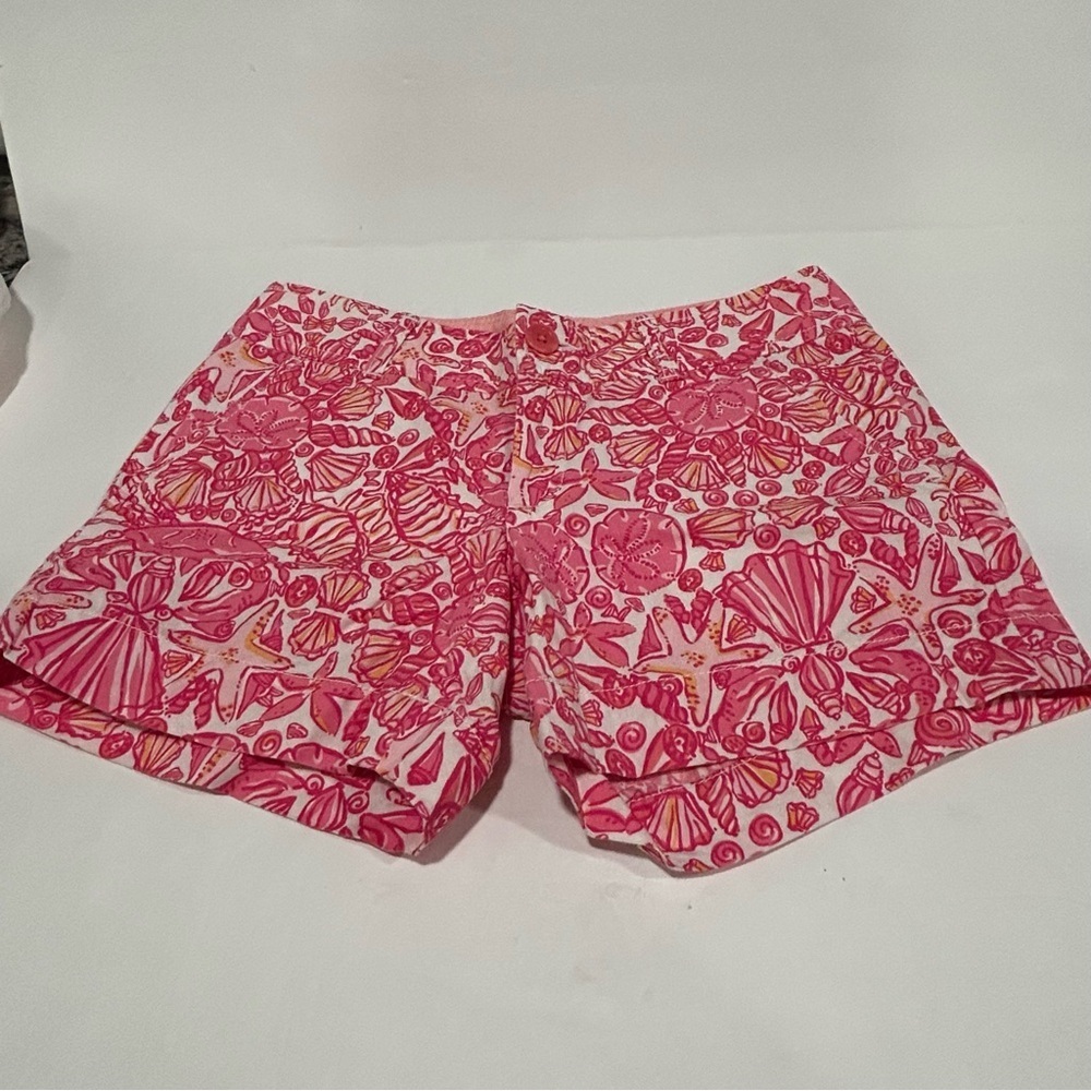 Lilly Pulitzer 5”’Callahan Shorts Hot Pink Hawaiian Print Shorts, Size 00